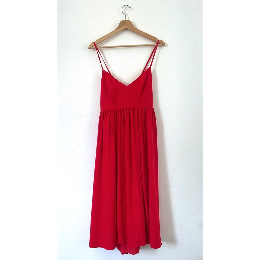 J. Crew Strappy Red Midi Dress with Empire Waist Sz 10